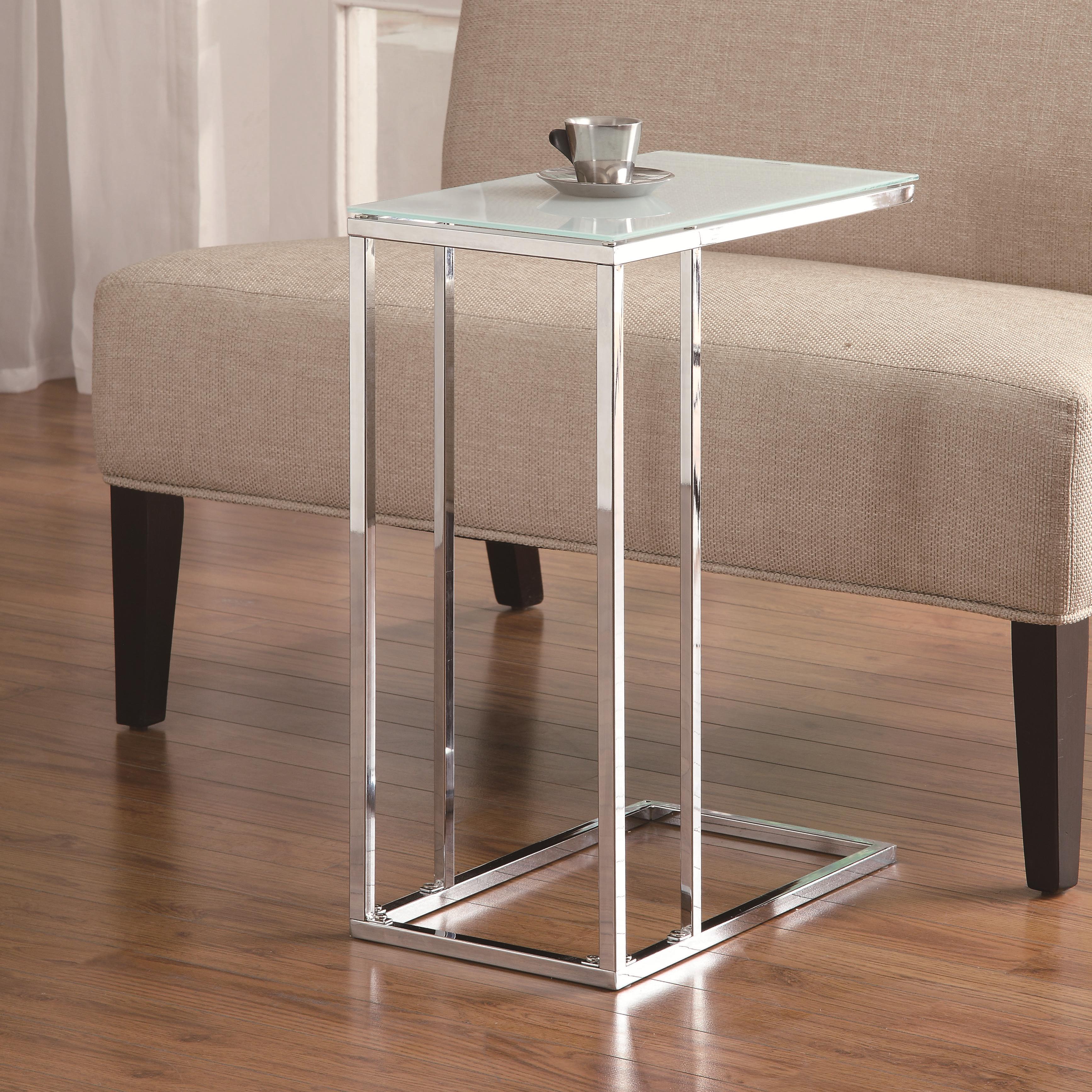 Coaster Accent Tables Chrome Snack Table with Frosted Tempered Glass ...